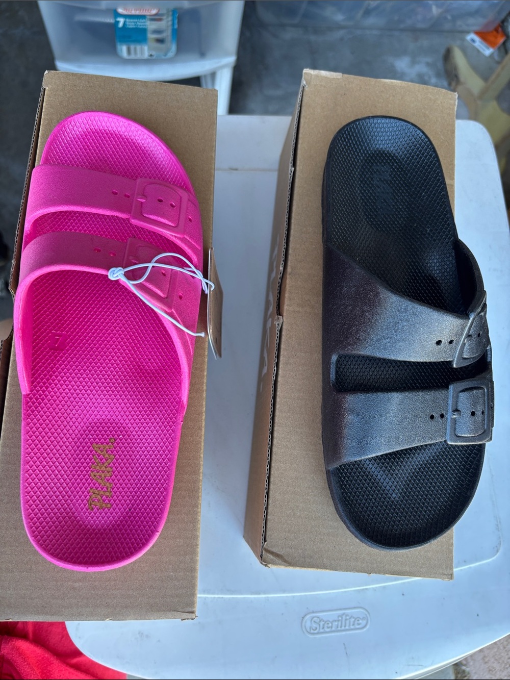 Women’s Hot Pink Slide Sandals with Adjustable Buckle
